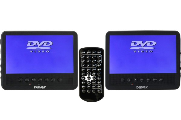 Portabler DVD Player Denver 17,8 cm 7 Zoll LCD Bildschirme 2 x schwarz