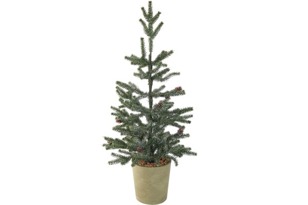 Künstlicher Weihnachtsbaum im Topf 66 cm winterlich mit Tannenzapfen