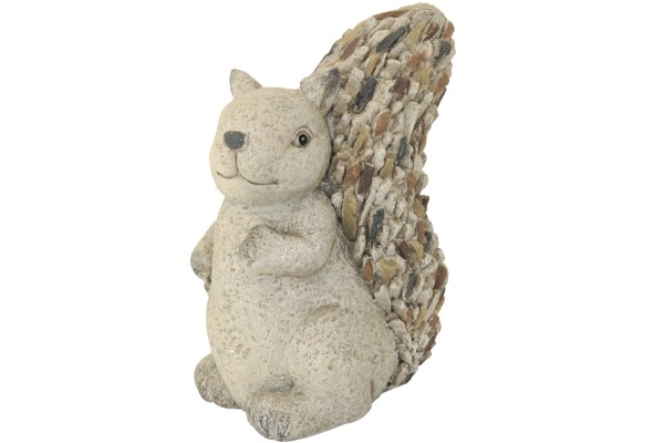 Steinfigur Eichhörnchen 30 cm stehend Deko Gartenfigur Polystone Steinoptik