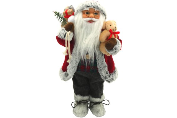 Dekofigur Weihnachtsmann 40 cm mit Geschenkesack & Teddybär
